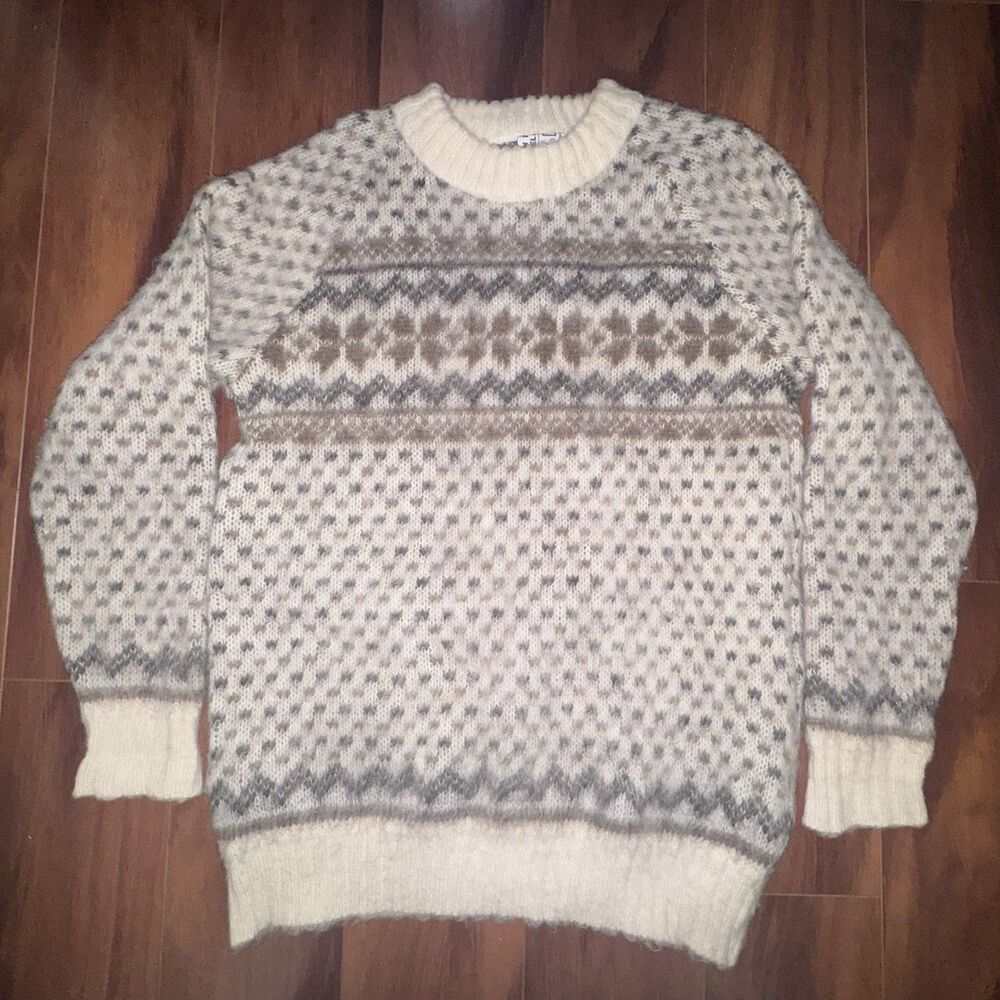Vintage Karen Isull Iceland Pure New Wool Fair Isle Nordic Sweater Pullover S